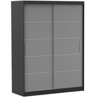Szafa przesuwna VISTA 06 150x61 CZARNY/SZARY półki pojemna PRODUCENT