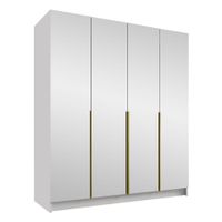 Szafa SANTI III 200 cm z lustrem-pojemna garderoba-BIAŁY+ZŁOTY