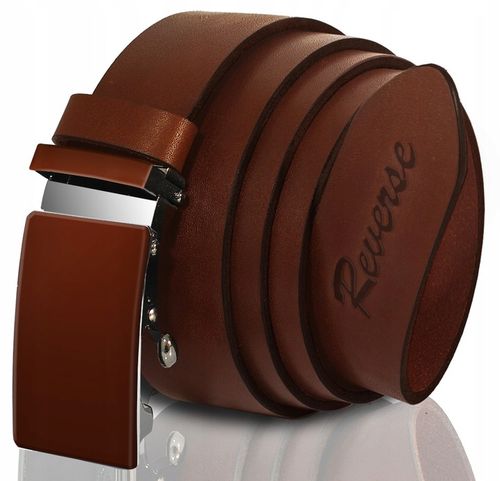 REVERSE PASEK SKÓRZANY MĘSKI DO SPODNI AUTOMAT BRĄZOWY SKÓRA NATURALNA 100 na Arena.pl