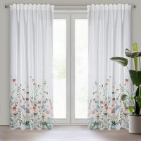 Zasłona gotowa na taśmie DOLLY 140x270 biała w kolorowe polne kwiaty