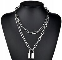 Długi punk Naszyjnik KŁÓDKA łańcuch metalowy klucz  N115