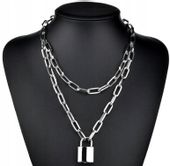 Długi punk Naszyjnik KŁÓDKA łańcuch metalowy klucz  N115