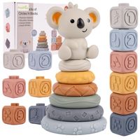 KLOCKI SENSORYCZNE GUMOWE MIĘKKIE KREATYWNE WIEŻA MONTESSORI PIRAMIDA 13 EL