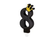 Świeczka urodzinowa z cyfrą "8" z koroną, czarna