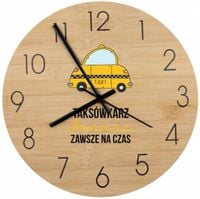 Bambusowy ZEGAR ścienny z nadrukiem UV PREZENT DLA TAKSÓWKARZA + IMIĘ
