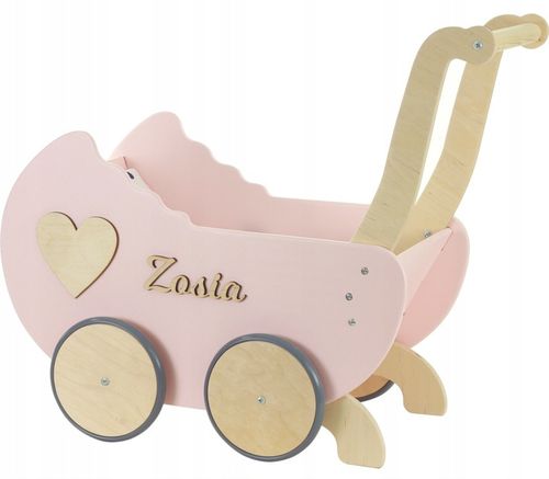 drewniany WÓZEK DLA LALEK + IMIĘ POŚCIEL stopery na Arena.pl