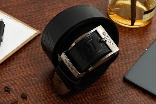 PASEK do spodni MĘSKI szeroki SKÓRZANY CZARNY r100 na Arena.pl