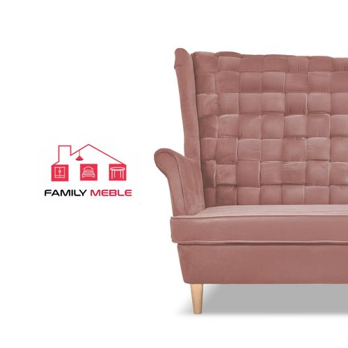 Zestaw wypoczynkowy Carol sofa fotele paski Family Meble różowy na Arena.pl