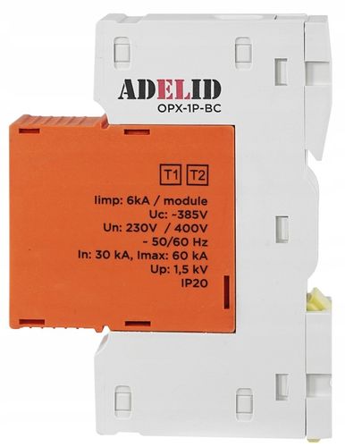 OGRANICZNIK OCHRONNIK PRZEPIĘĆ PRZEPIĘCIOWY 1-FAZ B+C T1 T2 1P 6kA AC na Arena.pl