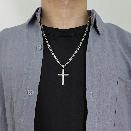 Srebrny ŁAŃCUSZEK Z KRZYŻYKIEM Krzyż Naszyjnik Łańcuch WŁOSKI + GRATIS na Arena.pl