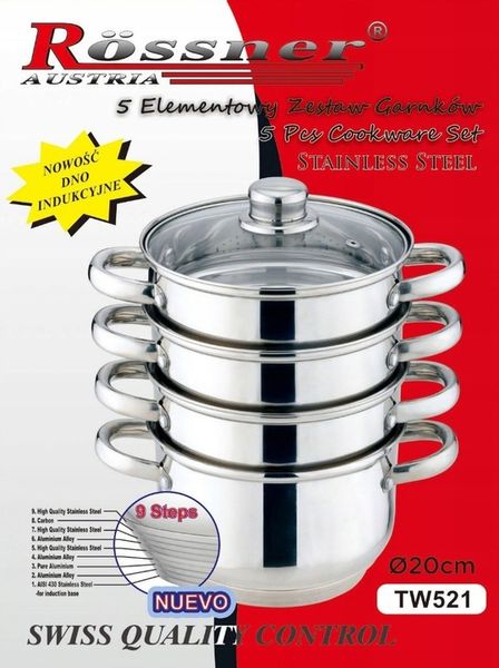 Garnki do Gotowania na Parze Parowar 5elm 3L. 20cm zdjęcie 4