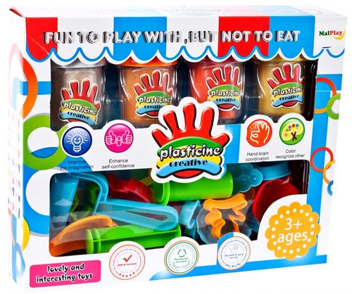 Ciastolina - Masa Plastyczna 4 Kubeczki, Foremki i Akcesoria na Arena.pl