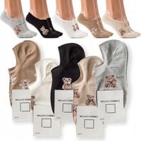 Stopki Damskie BAWEŁNIANE z Misiem niskie skarpetki kolorowe NATURALNE