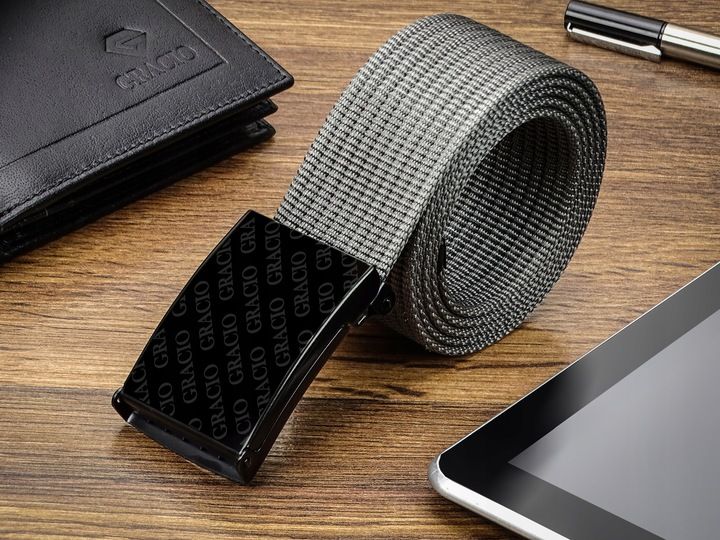 Gracio Pasek Męski Klamra ZACISK do SPODNI Szary155cm zdjęcie 10