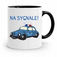 Kubek Czarny Dla Policjanta Policjantki Na Sygnale Z Nadrukiem Ze Zdjęciem