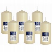 ZESTAW 6 ŚWIEC STOŁOWYCH WALEC KLASYCZNA ŚWIECZKA 12cm 38h ECRU