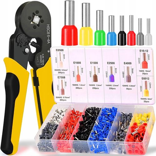 ZACISKARKA DO TULEJEK KONEKTORÓW PRZEWODÓW ZESTAW PRASKA + 1200 SZT na Arena.pl