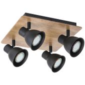 Plafon LAMPA sufitowa MAC 5905 Rabalux skandynawska OPRAWA regulowane reflektorki metalowe drewno czarne