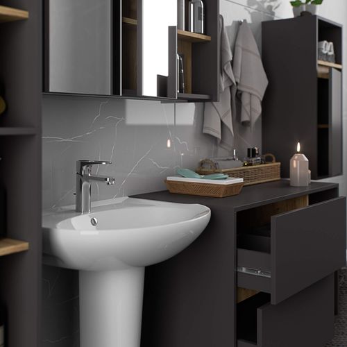 Zestaw mebli łazienkowych wiszących VAMI 4 szafki pojemny szary artisan na Arena.pl