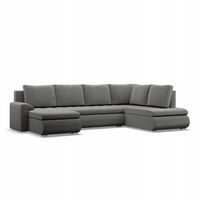 NAROŻNIK FORESTA XXL Z OTOMANĄ JASNY SZARY KANAPA KRONOS VELVET