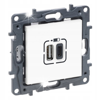 GNIAZDO ŁADOWARKA USB A+C 3A LEGRAND NILOE STEP 863140B BIAŁE