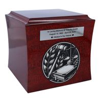 Drewniana Urna Tematyczna dla Prawnika, Sędziego lub Mecenasa / Plakietka