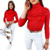 PRĄŻKOWANY SWETER DAMSKI GOLF KOLORY ox127 UNI