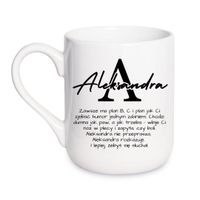 KUBEK Z IMIENIEM "ALEKSANDRA" Wzór - Elegant Coffee 330 ml