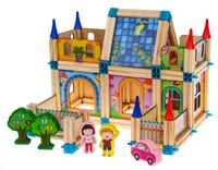 Drewniane Klocki Konstrukcyjne Dla Dzieci 3+ Kolorowy Zestaw 128 El.