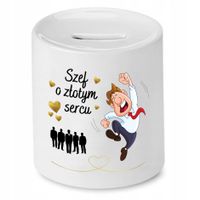 Skarbonka Dla Szefa O Złotym Sercu Prezent Z Nadrukiem Ze Zdjęciem Z Nadruk