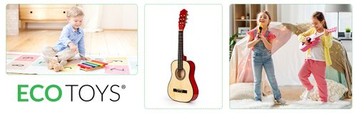 Gitara dla dzieci duża drewniana 6 strun ECOTOYS na Arena.pl