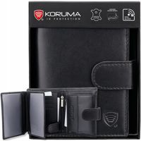 PORTFEL Męski Skórzany OCHRONA RFID Karty Kredytowe Bilon POJEMNY /