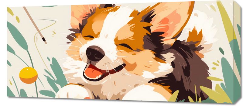 Obraz 90x40cm Beztroski Corgi zdjęcie 1