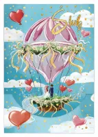 Karnet B6 Ślub Balon Ślubny Pionowy Z Kieszonką