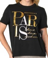 Bluzka MODNA z złotym printem koszulka bawełna SINSAY czerń t-shirt M