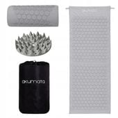 MATA DO AKUPRESURY POLSKA AKUMATA ZESTAW Z PODUSZKĄ NA BÓL STRES SZAROSZARY