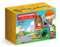 Zestaw klocków magnetycznych Miasto - Bank 22 elementy