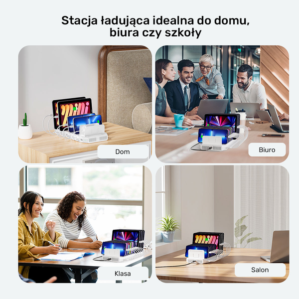 Unitek Stacja ładująca 10xUSB 2.4A 60W biała zdjęcie 15