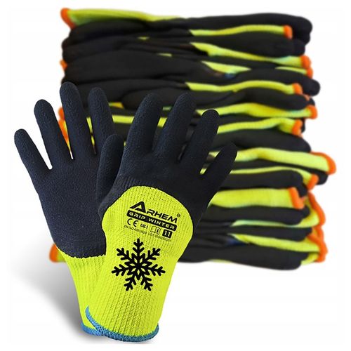 12 PAR Rękawice Robocze Ocieplane Ochronne BHP Grube Zimowe Latex Ciepłe 10 na Arena.pl