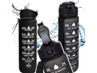 Butelka motywacyjna na wodę 1000ml z miarką siłownia fitness 1l czarny