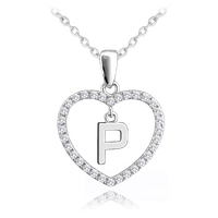 MINET Srebrny naszyjnik litera w sercu „P” z cyrkoniami