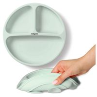 BABYONO SILIKONOWY TALERZYK Z PRZYSSAWKĄ 3 PRZEGRÓDKI SZAŁWIOWY