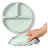 BABYONO SILIKONOWY TALERZYK Z PRZYSSAWKĄ 3 PRZEGRÓDKI SZAŁWIOWY