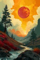 Plakat 61x91,5cm Dzika Rzeka Zmierzchem