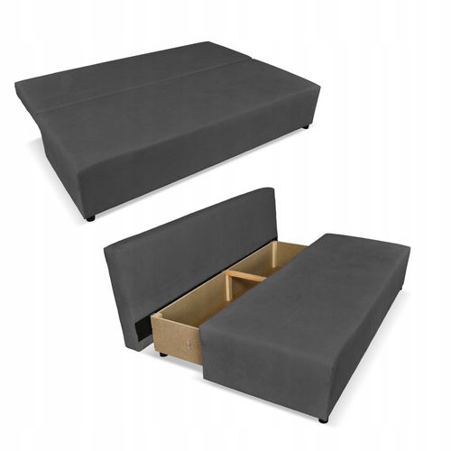 Kanapa sofa KIMO funkcja spania pojemnik Hunter c. szary welur na Arena.pl