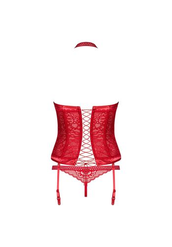 gorset z stringami obsessive flameria czerwony s/m na Arena.pl