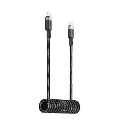 Kabel przewód spiralny USB-C - USB-C 480Mb/s 3A 1.2m - czarny na Arena.pl