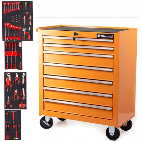 SZAFKA POMARAŃCZOWA WARSZTATOWA WÓZEK NARZĘDZIOWY 688 EL. PRO 7 SZUFLAD na Arena.pl