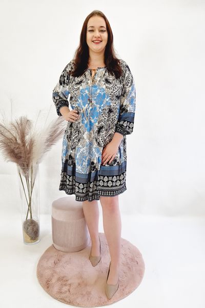 Zwiewna Sukienka w Stylu Boho Niebieska UNI zdjęcie 4