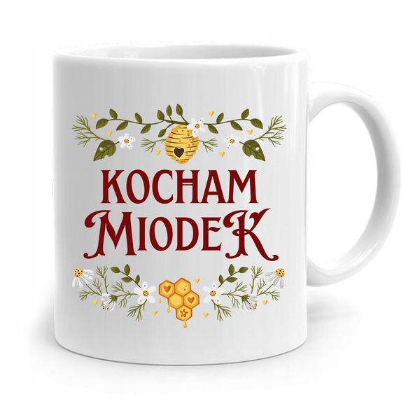 Kubek Prezent Dla Pszczelarza Kocham Miodek Z Nadrukiem Ze Zdjęciem zdjęcie 1